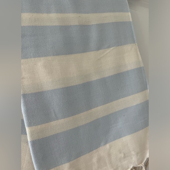 Authentic Turkish towel blue and ivory - Picture 2 of 2
